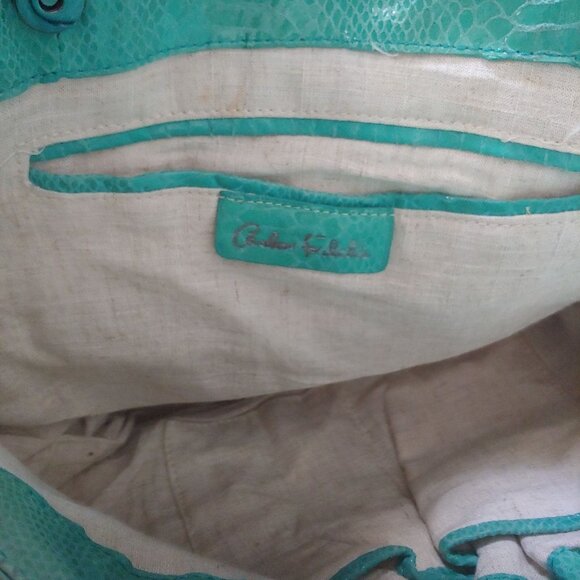 Carlos Falchi Green Shoulder Bag Soft Unstructured Design - Picture 13 of 16